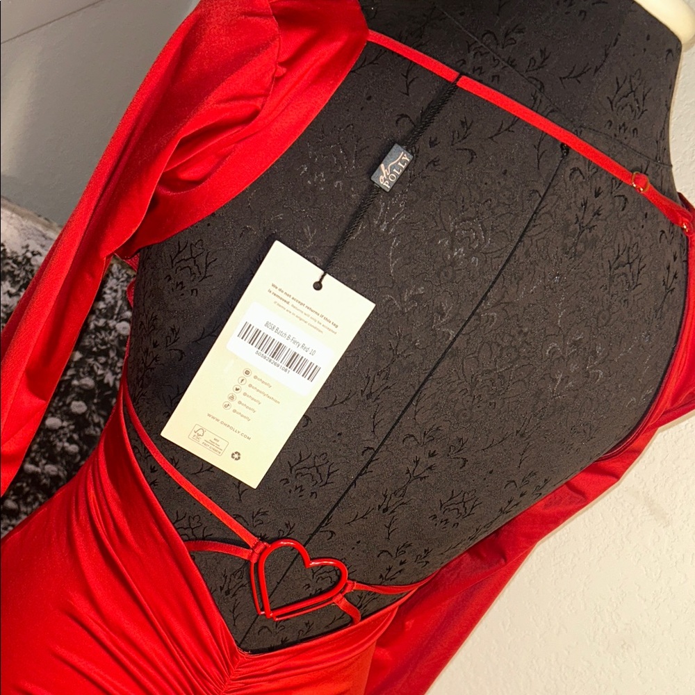 Oh Polly Vibrant Red Long Sleeve Sexy Dress - Picture 7 of 7